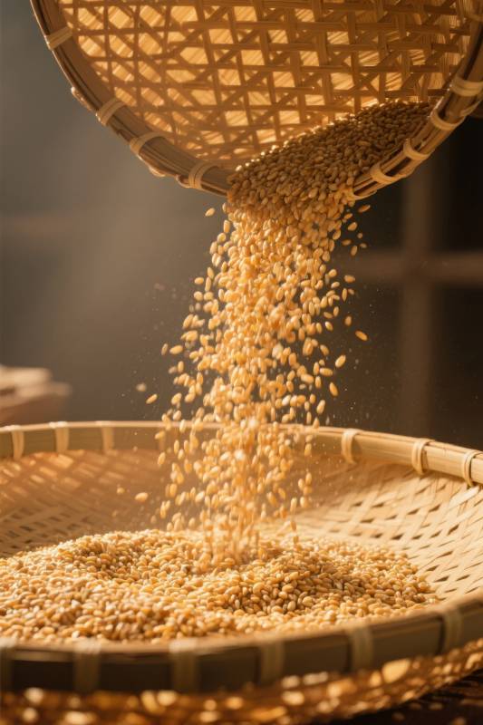 谷物倾泻入篮图片