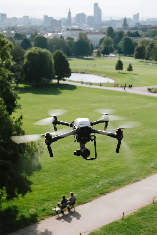 无人机飞越公园图片