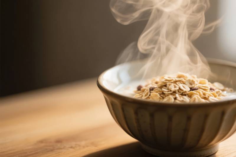 热腾腾的燕麦粥图片