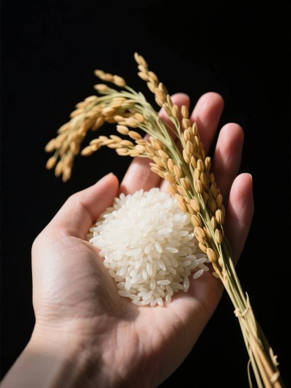 稻穗与白米图片