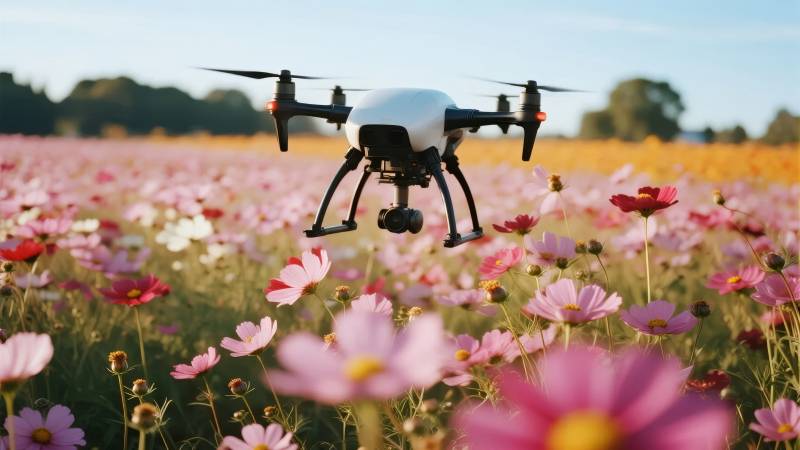 无人机飞越花海图片