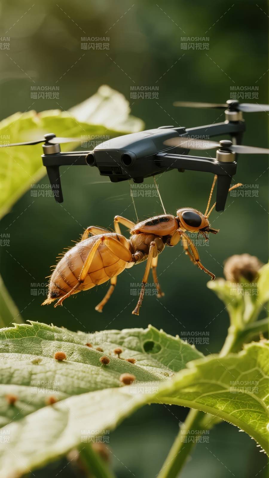 昆虫携无人机飞行图片