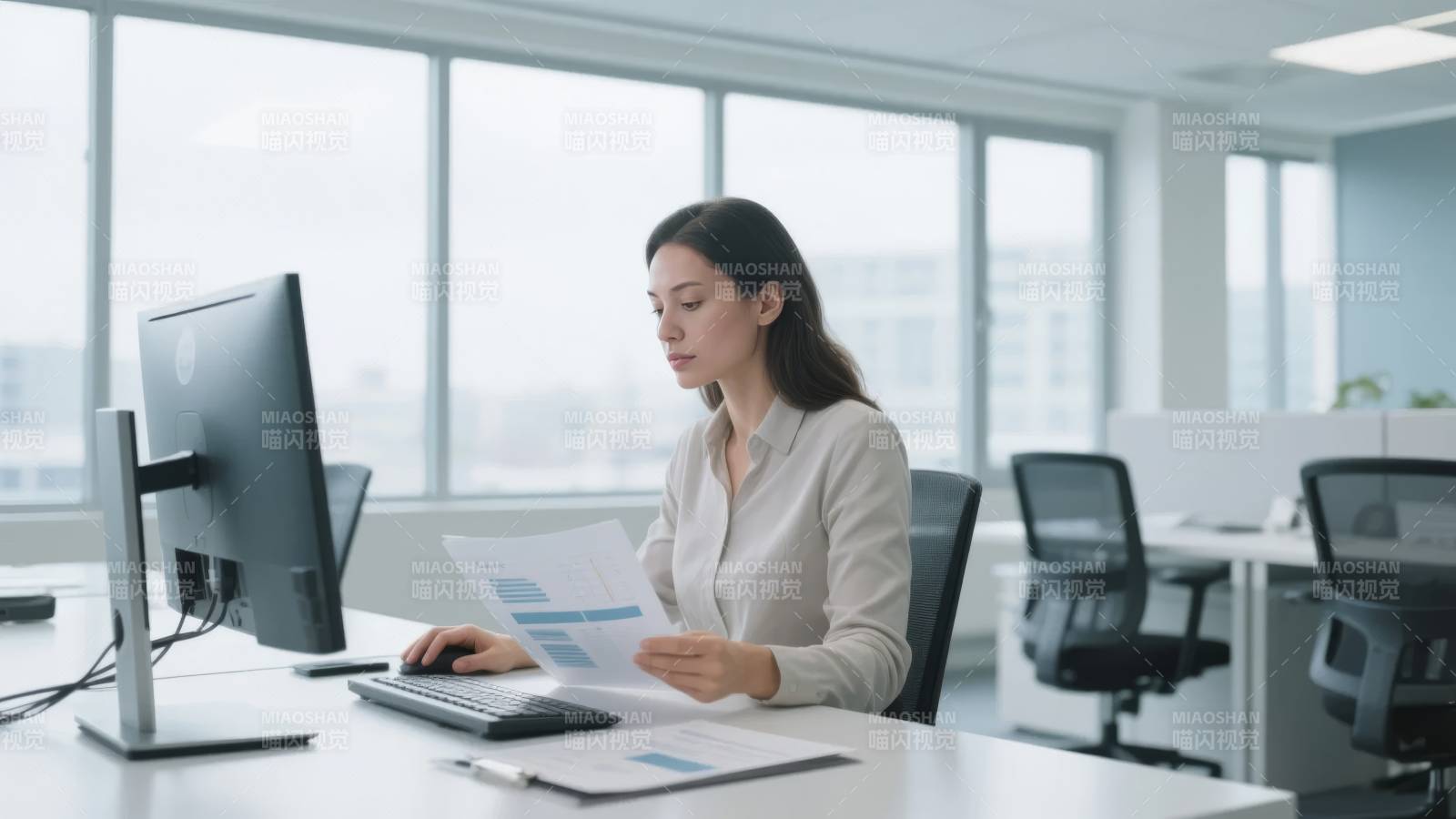 职场女性专注工作图片