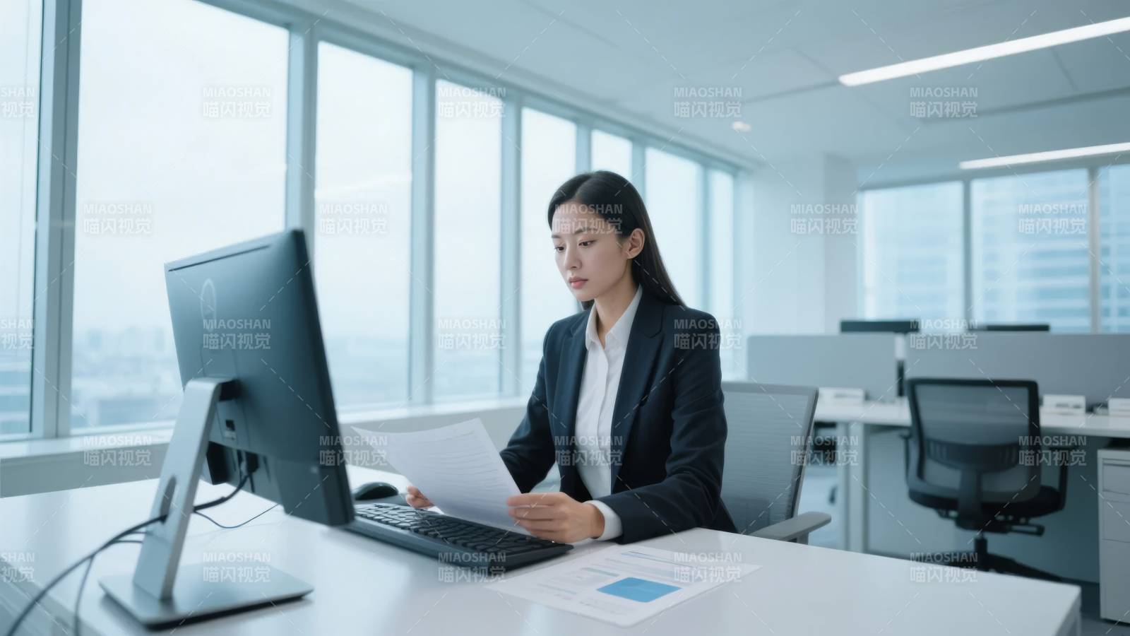 职场女性专注工作图片