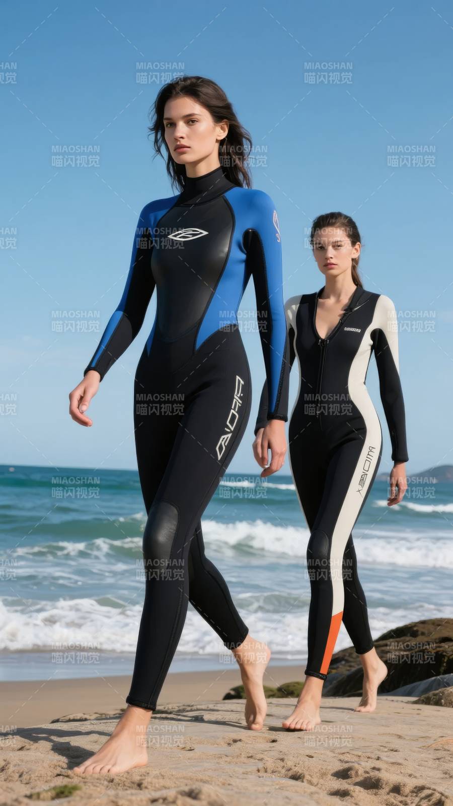 海滩上的潜水服时尚图片