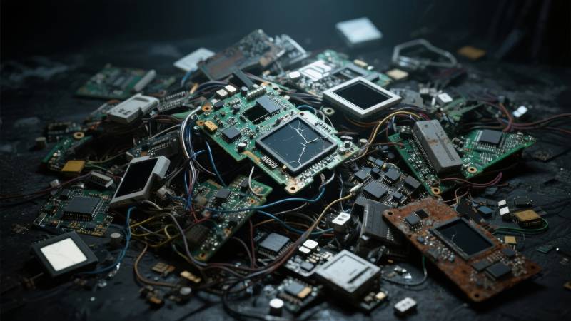 电子废料堆叠图片