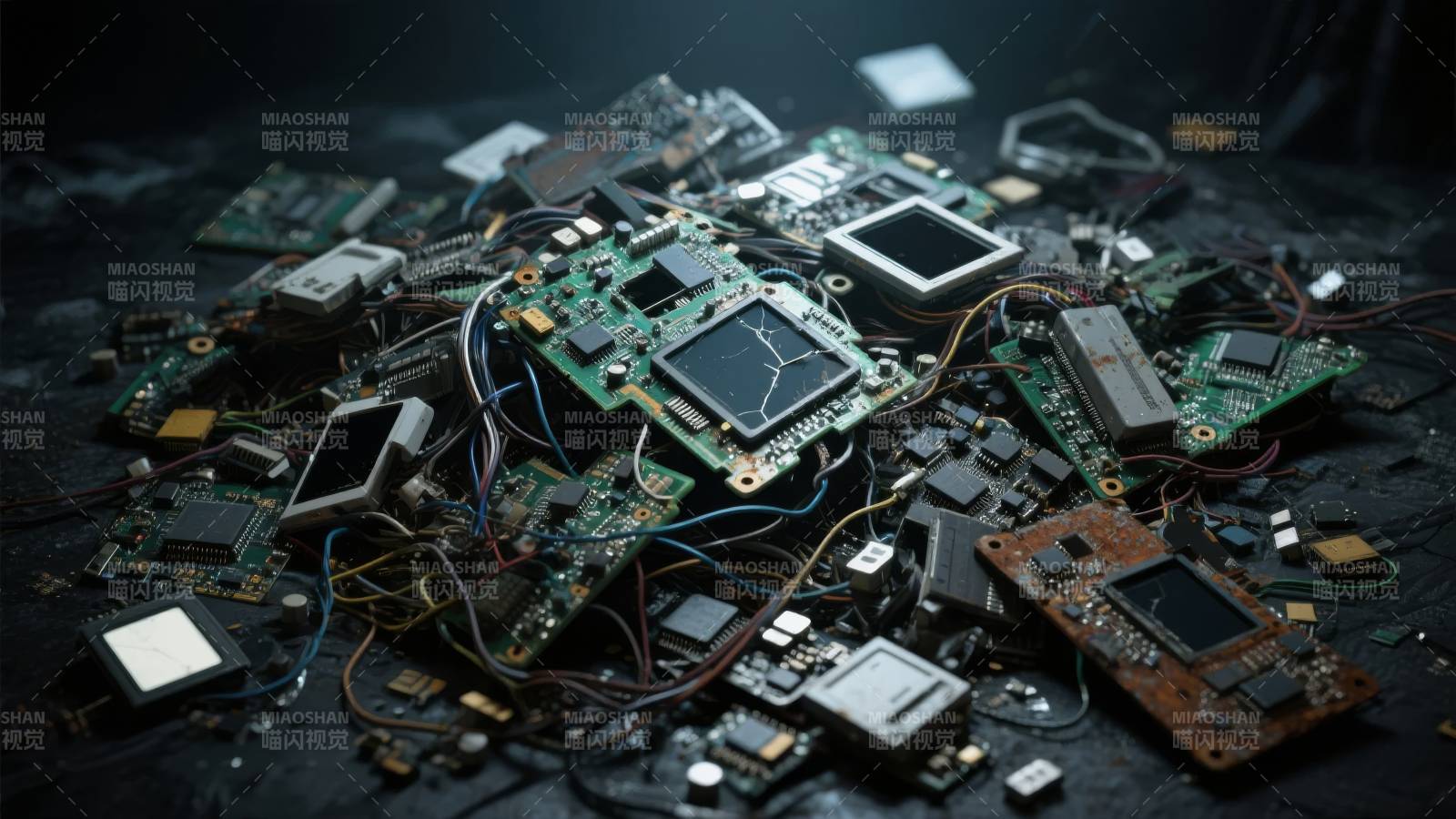 电子废料堆叠图片