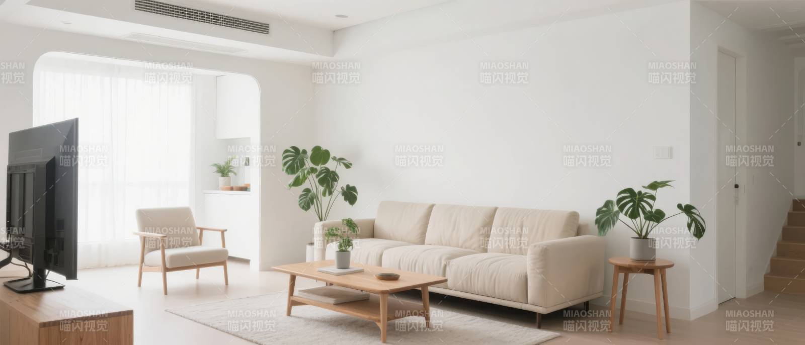 简约客厅绿植点缀图片