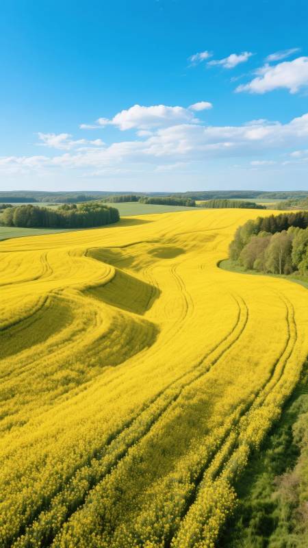 金黄花海映蓝天图片