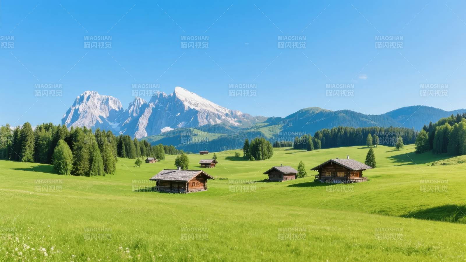 阿尔卑斯山下木屋图片