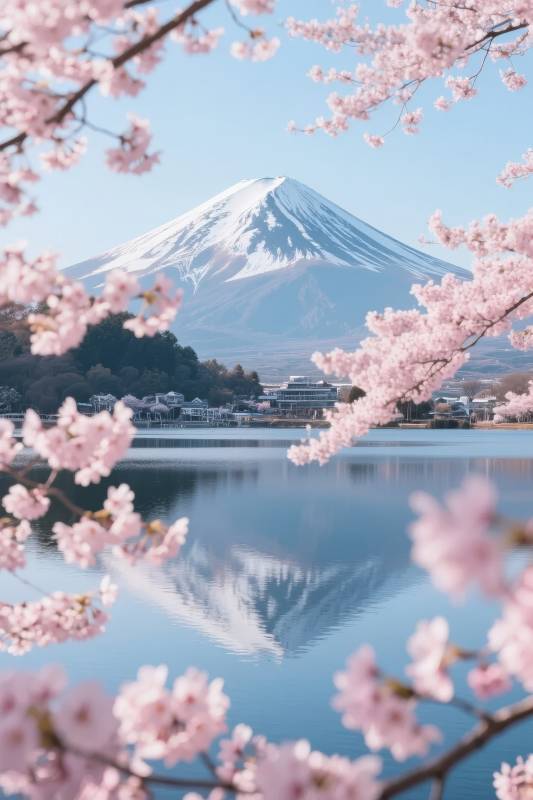 富士樱映湖图片
