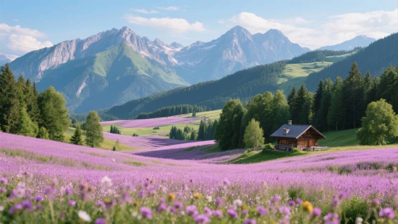 花海山居图图片