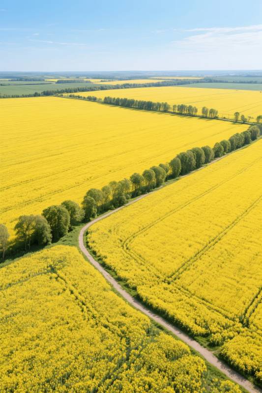 金黄花海田园路图片