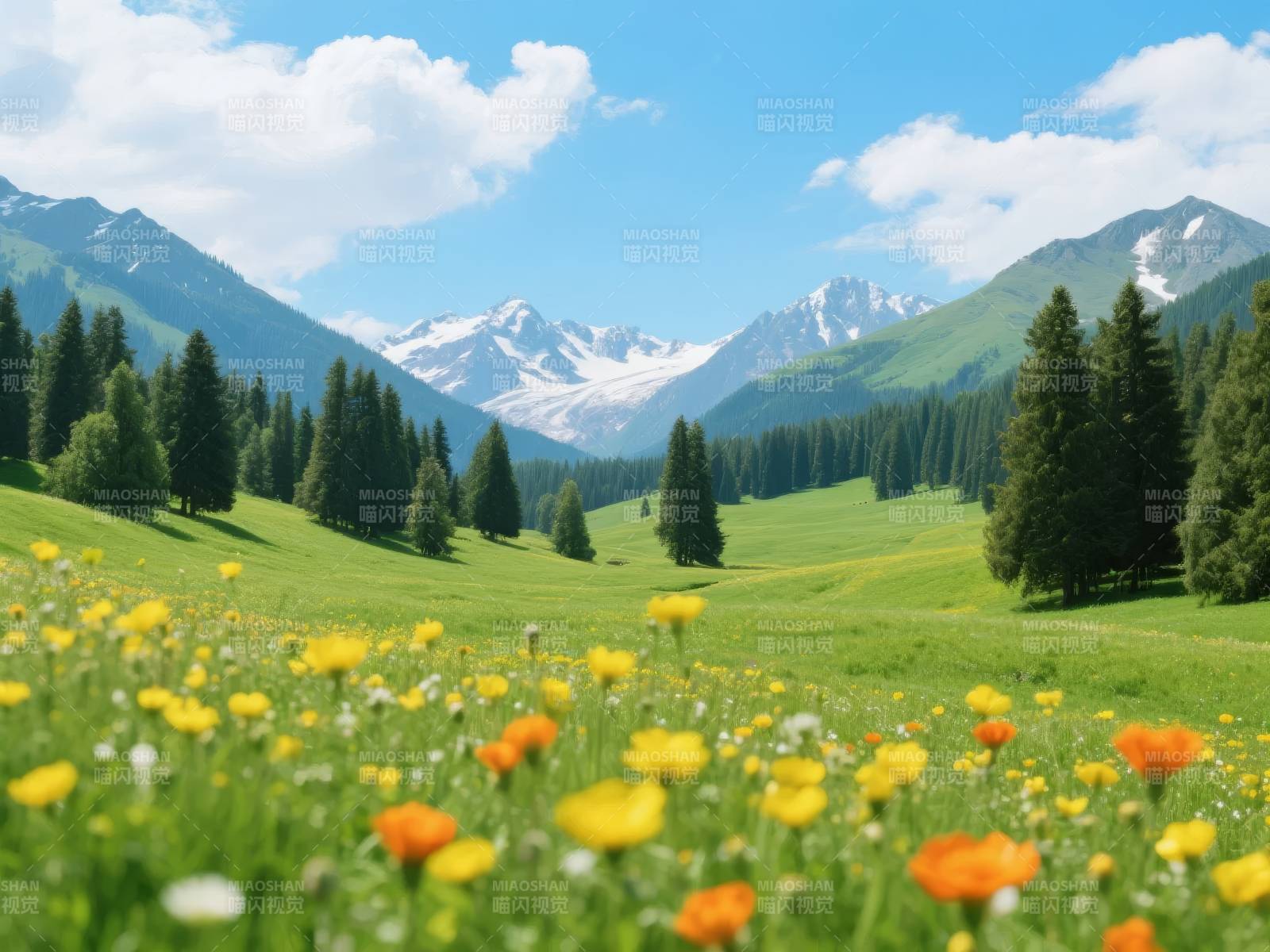 山花烂漫春景图图片