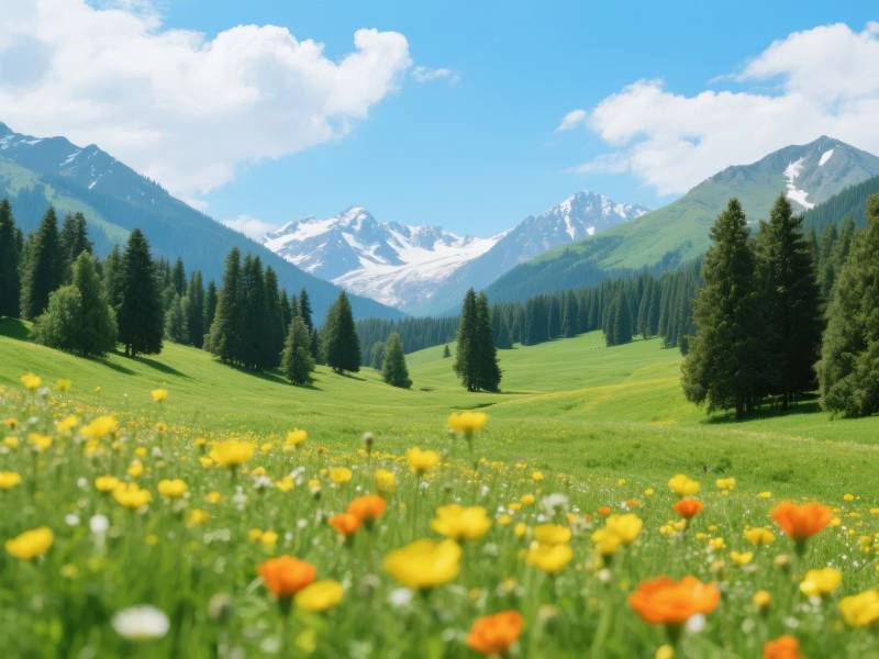 山花烂漫春景图图片