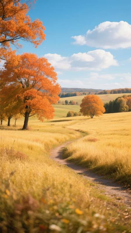 秋日田园小径图片