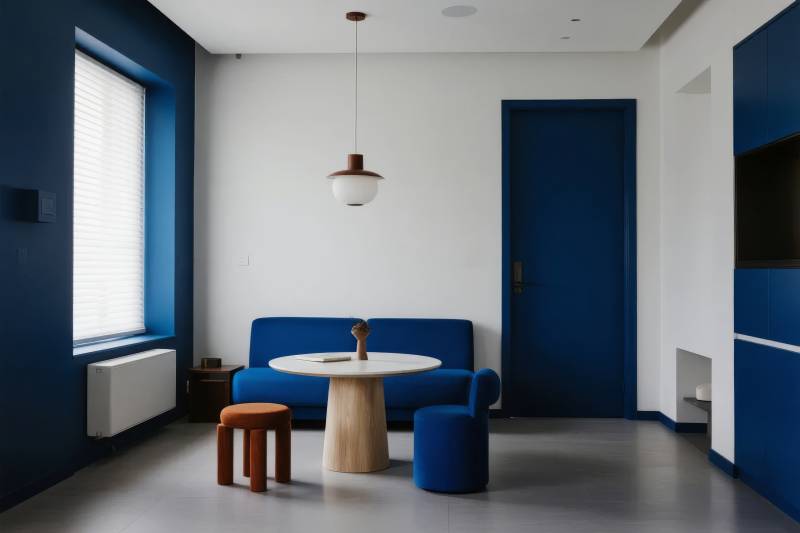 蓝白简约客厅图片