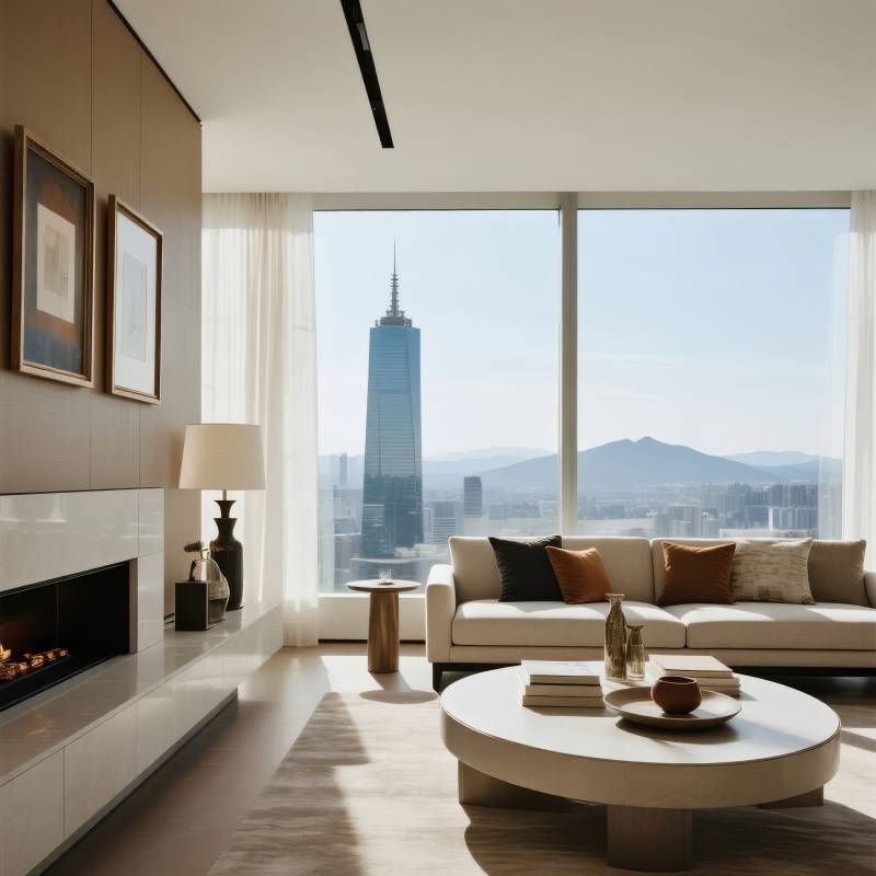 现代客厅城市景观图片
