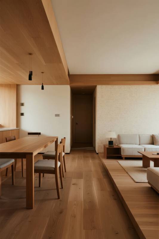 木质简约客厅餐厅图片