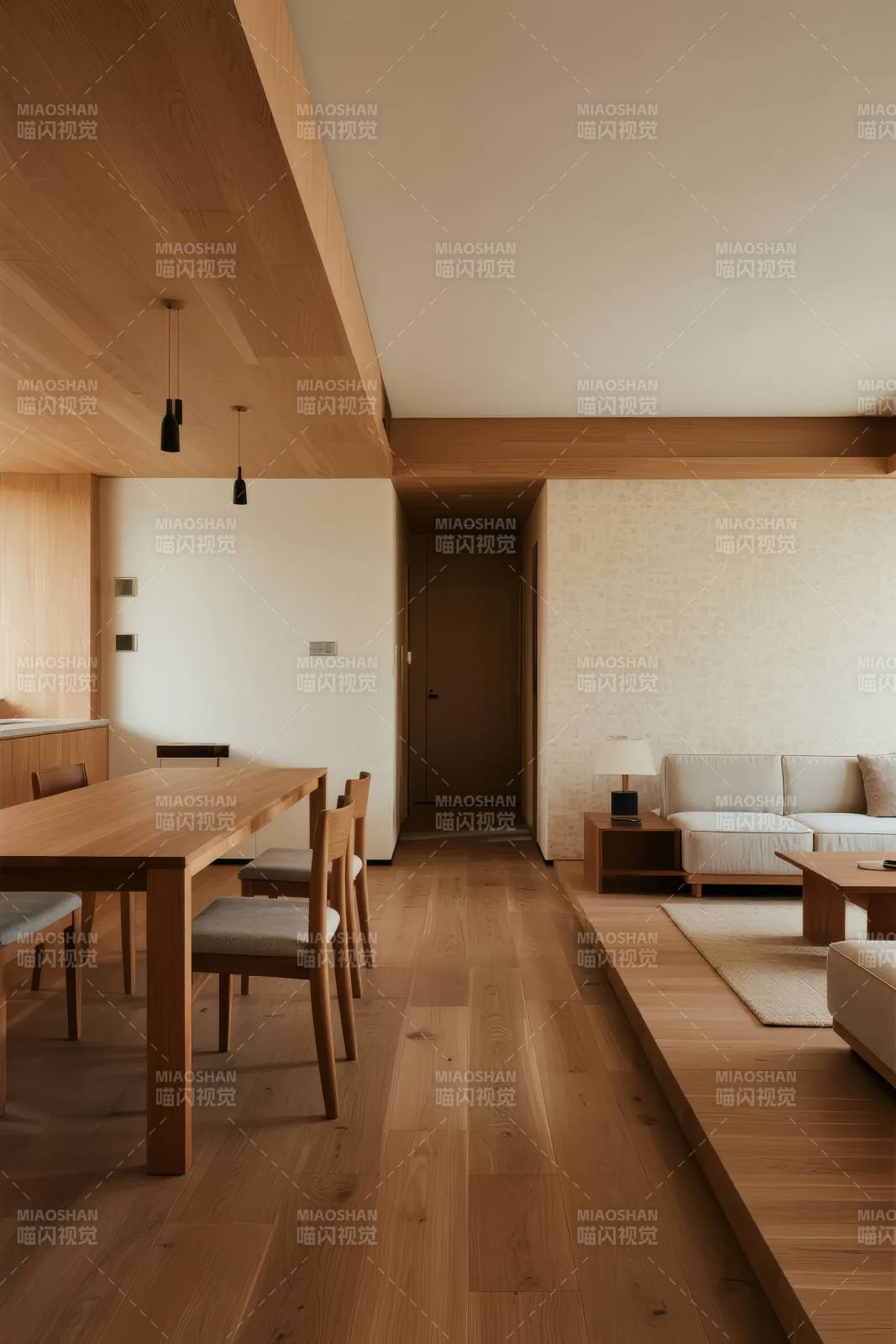 木质简约客厅餐厅图片
