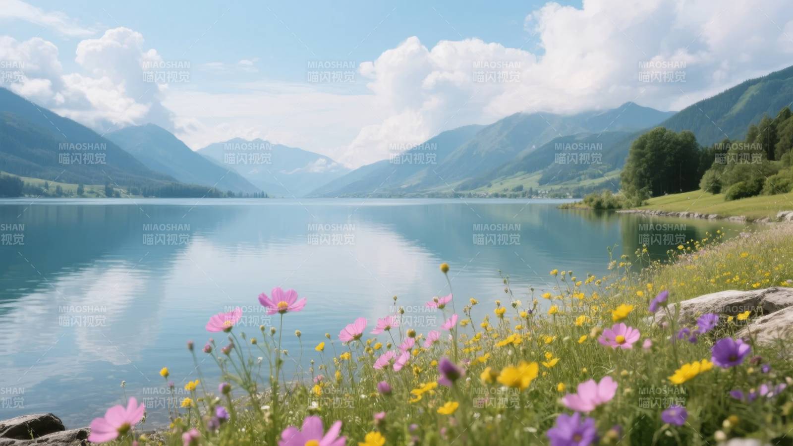 湖光山色花自开图片