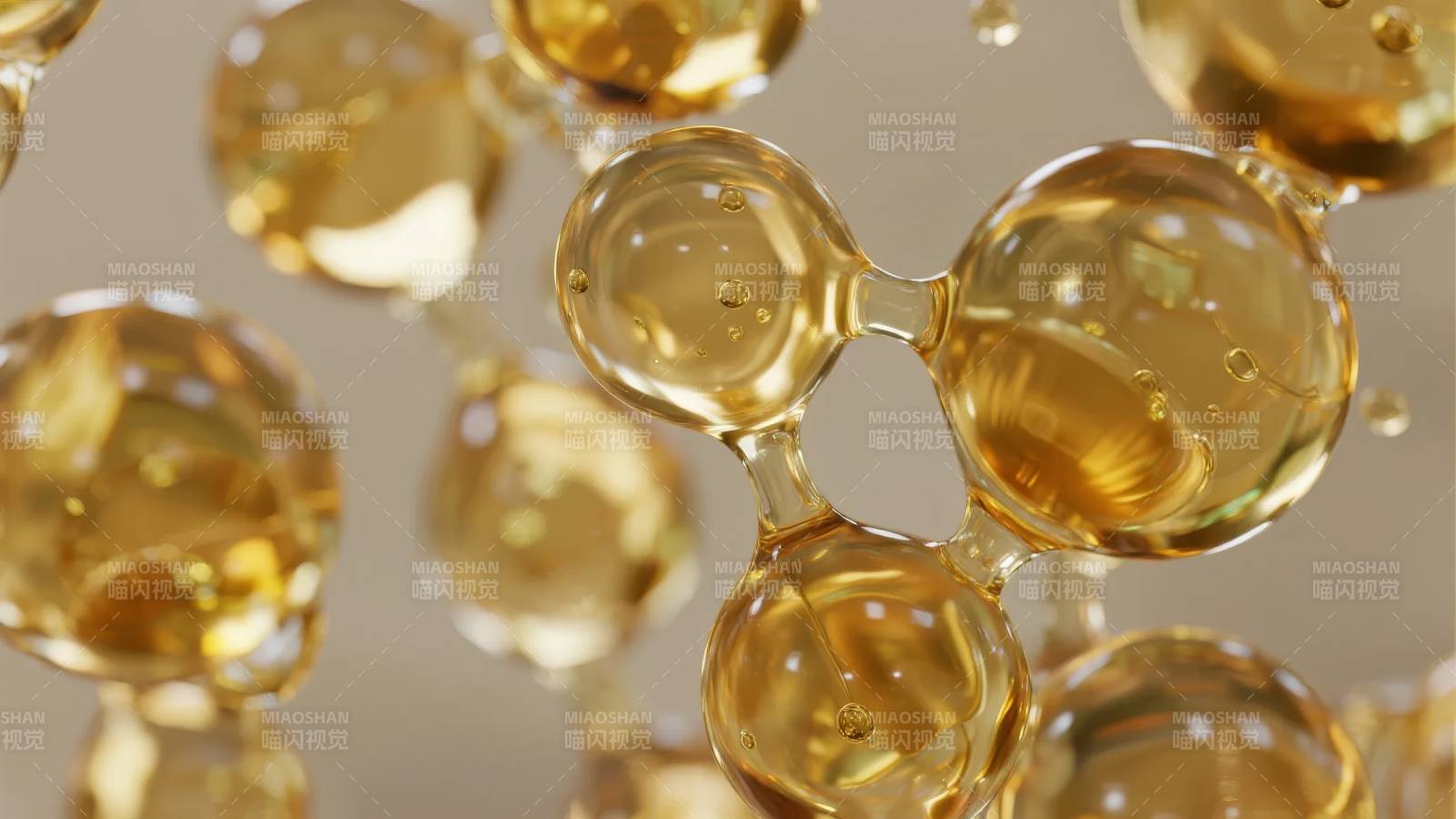 金色液体分子结构图片