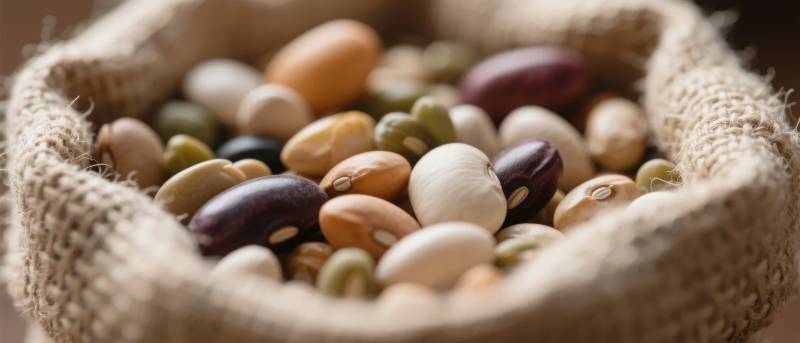 五彩豆粒满袋香图片