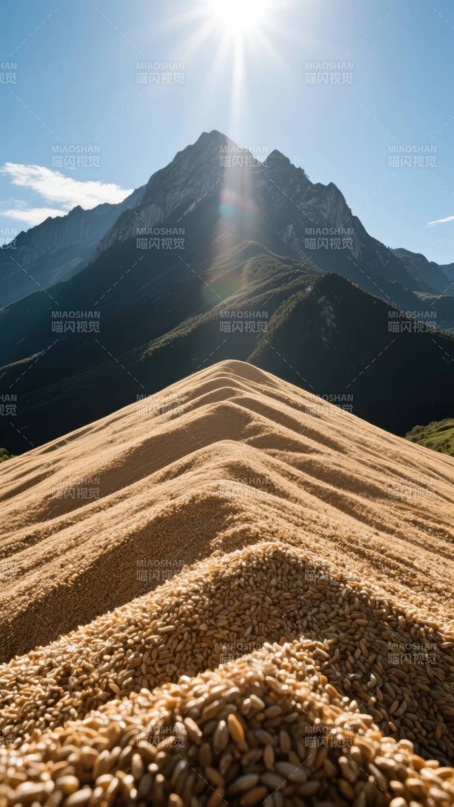 麦浪山影图片