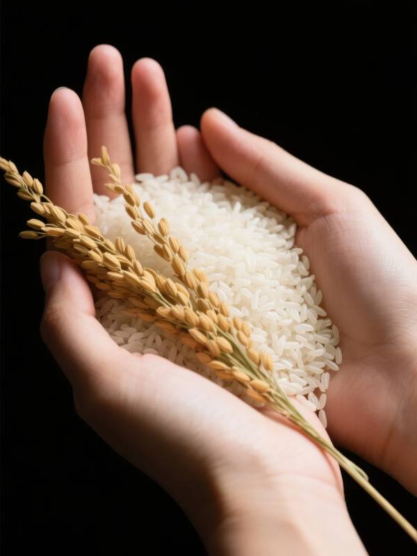 双手捧稻米图片