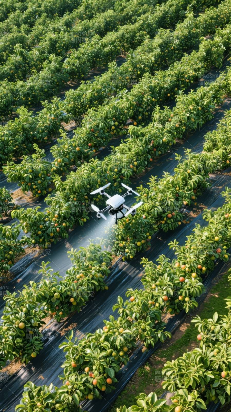 无人机果园喷洒图片