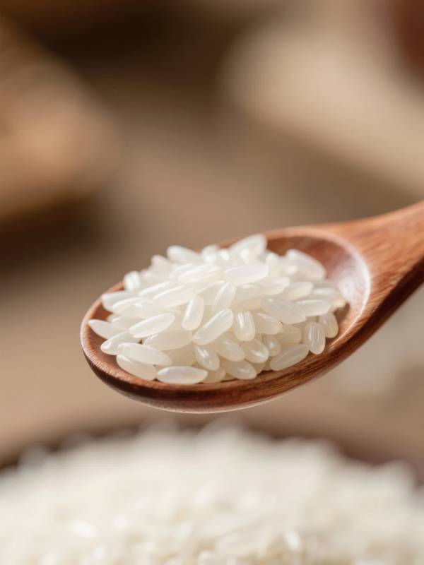 木勺盛白米图片