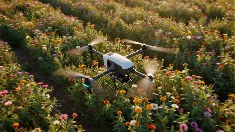 无人机飞越花海图片