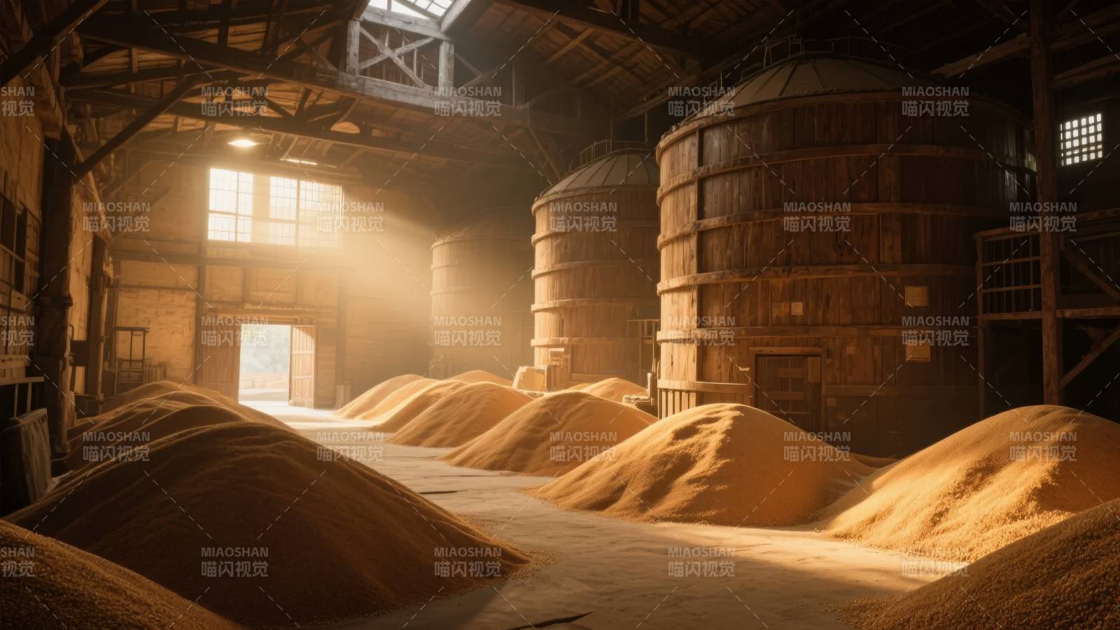 粮仓晨光图片
