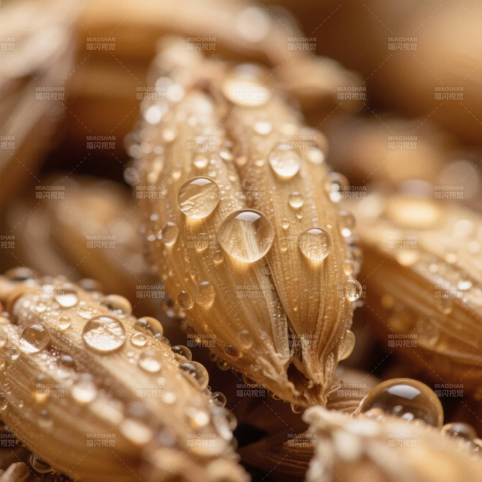 晶莹麦穗露珠图片