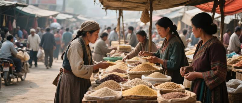 市集交易繁忙图片