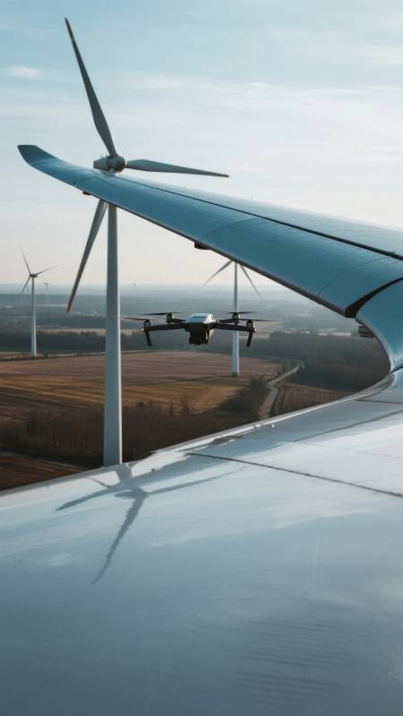 无人机巡检风力发电图片