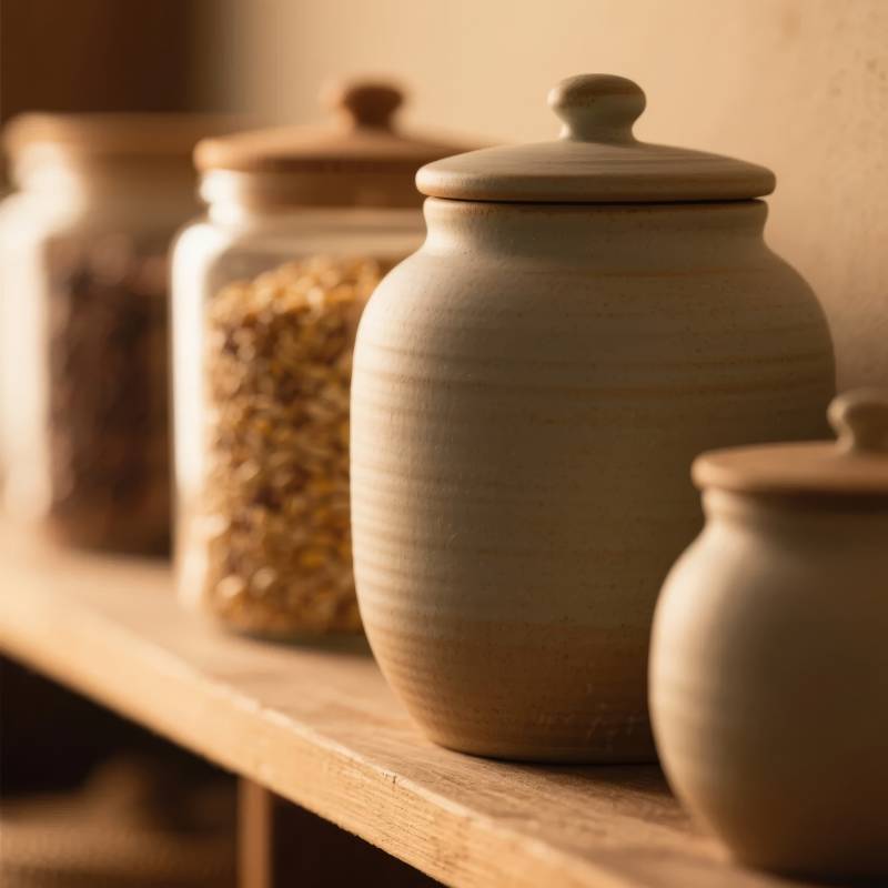 陶罐储物静谧美图片