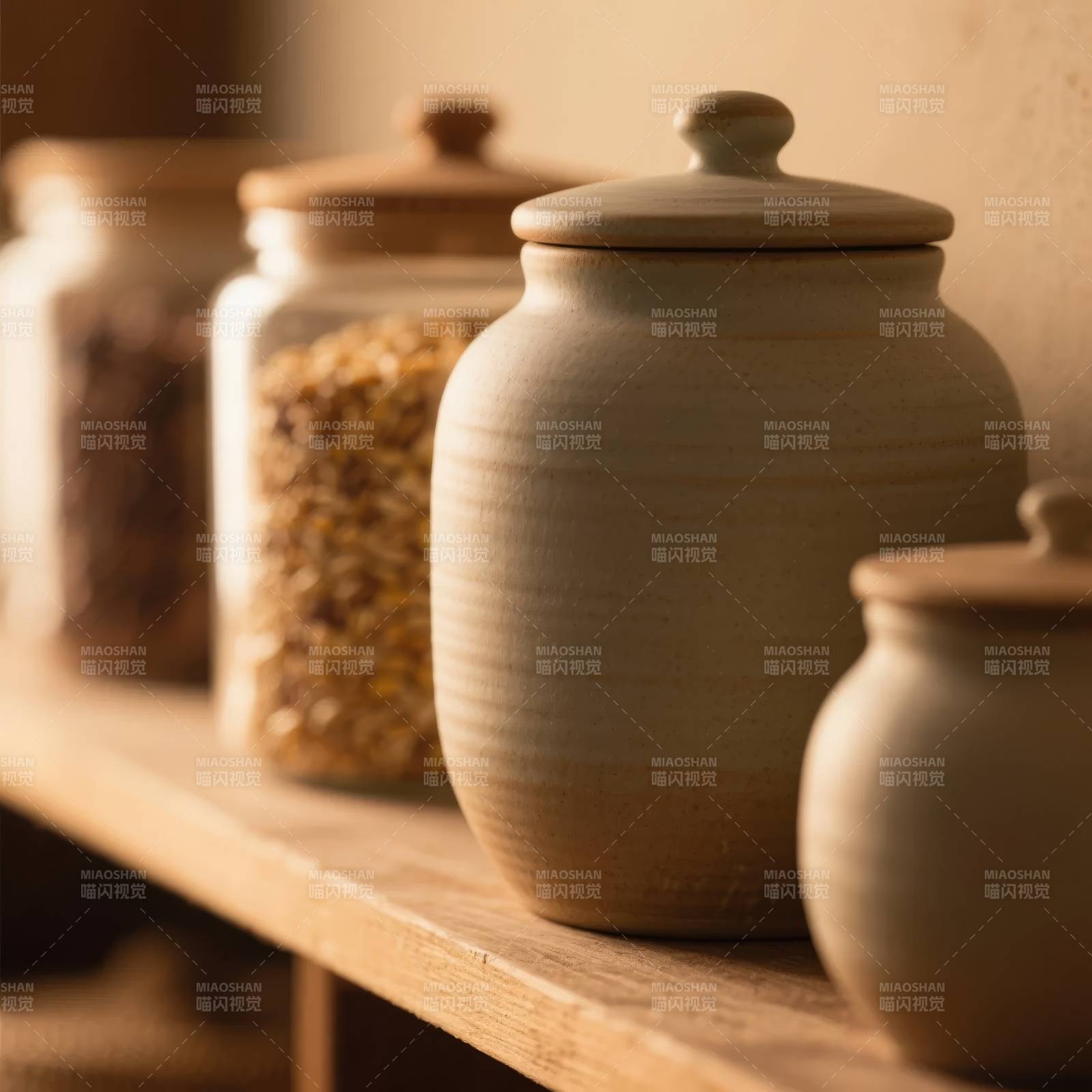 陶罐储物静谧美图片