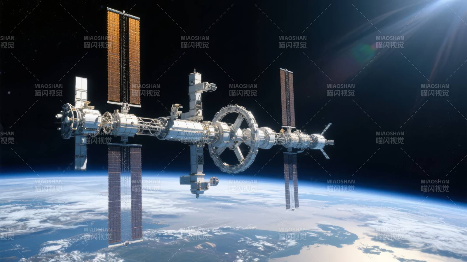 空间站遨游地球图片