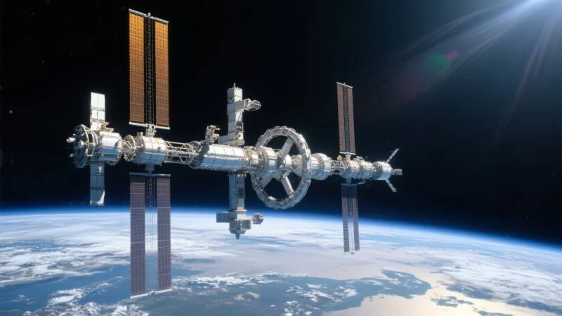 空间站遨游地球图片