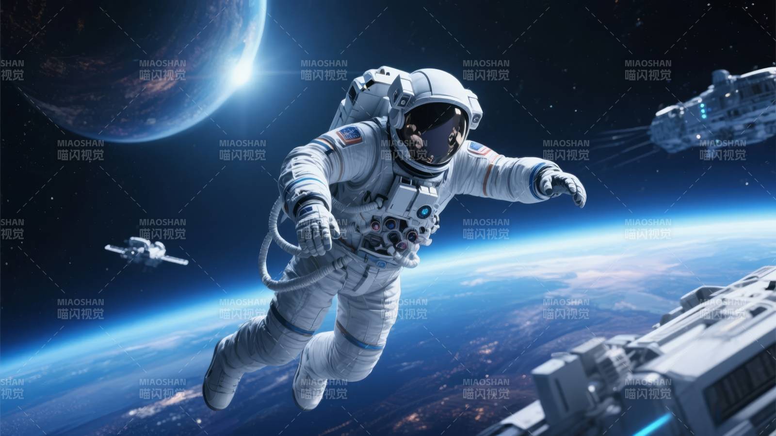 太空行走的宇航员图片