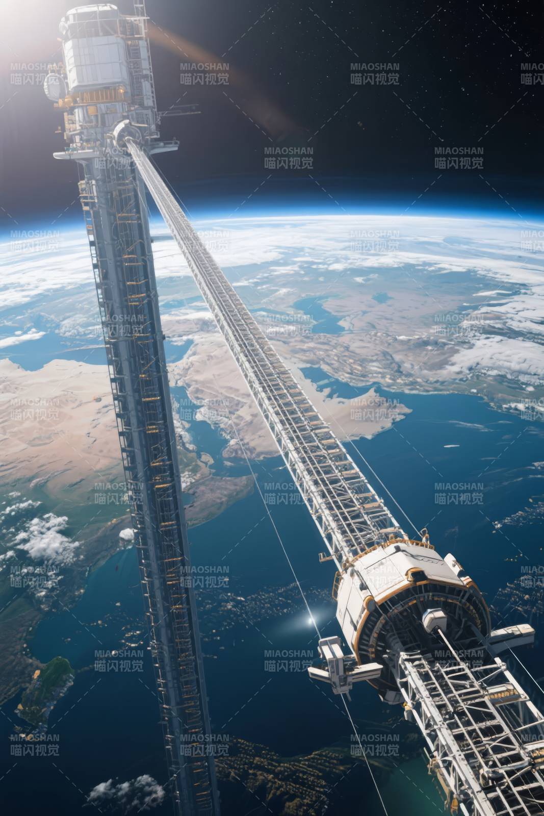 太空电梯连接地球图片