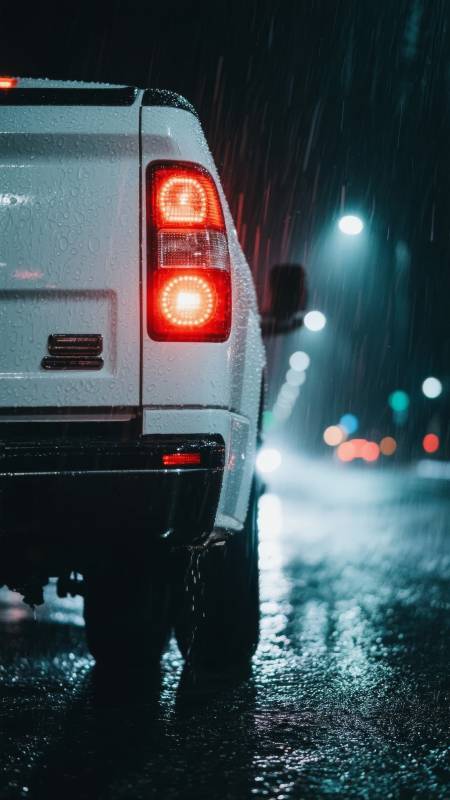 雨夜行车 尾灯闪烁图片