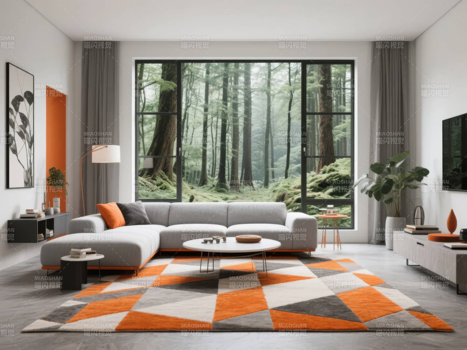 现代客厅森林景图片