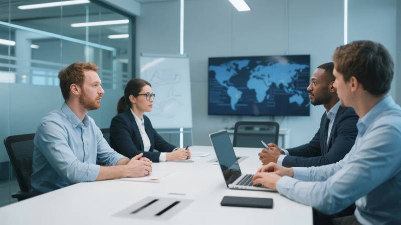 商务会议讨论中图片