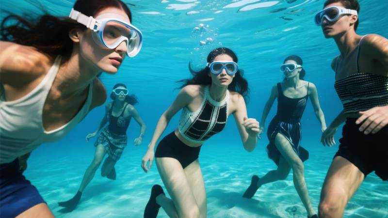 水下泳者竞速图片