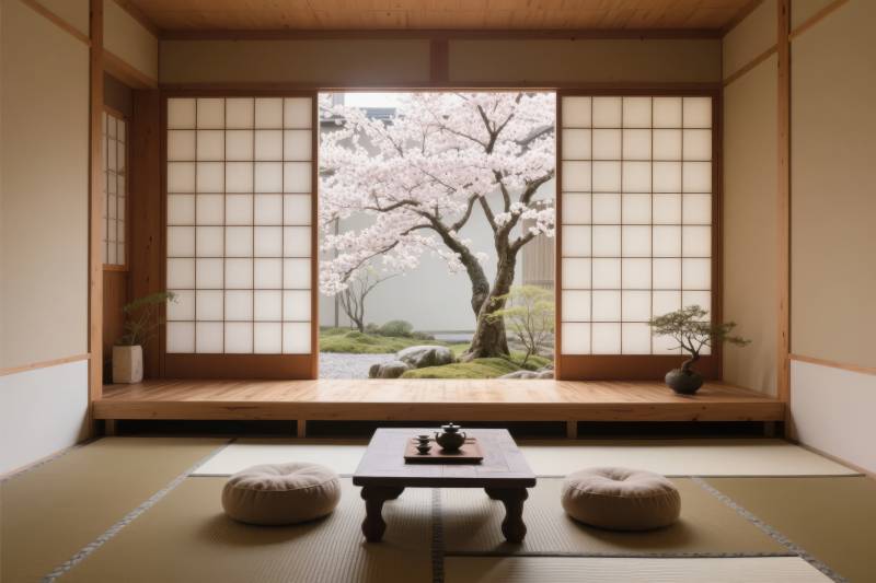 樱花庭院静谧居图片