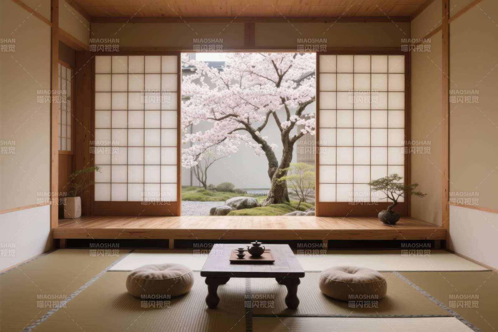 樱花庭院静谧居图片