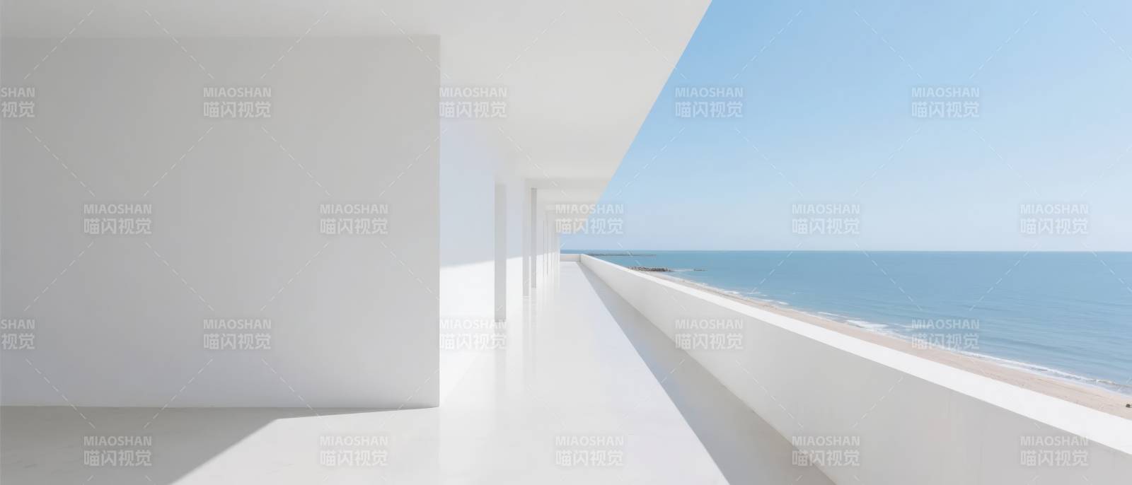海天一色的现代廊道图片