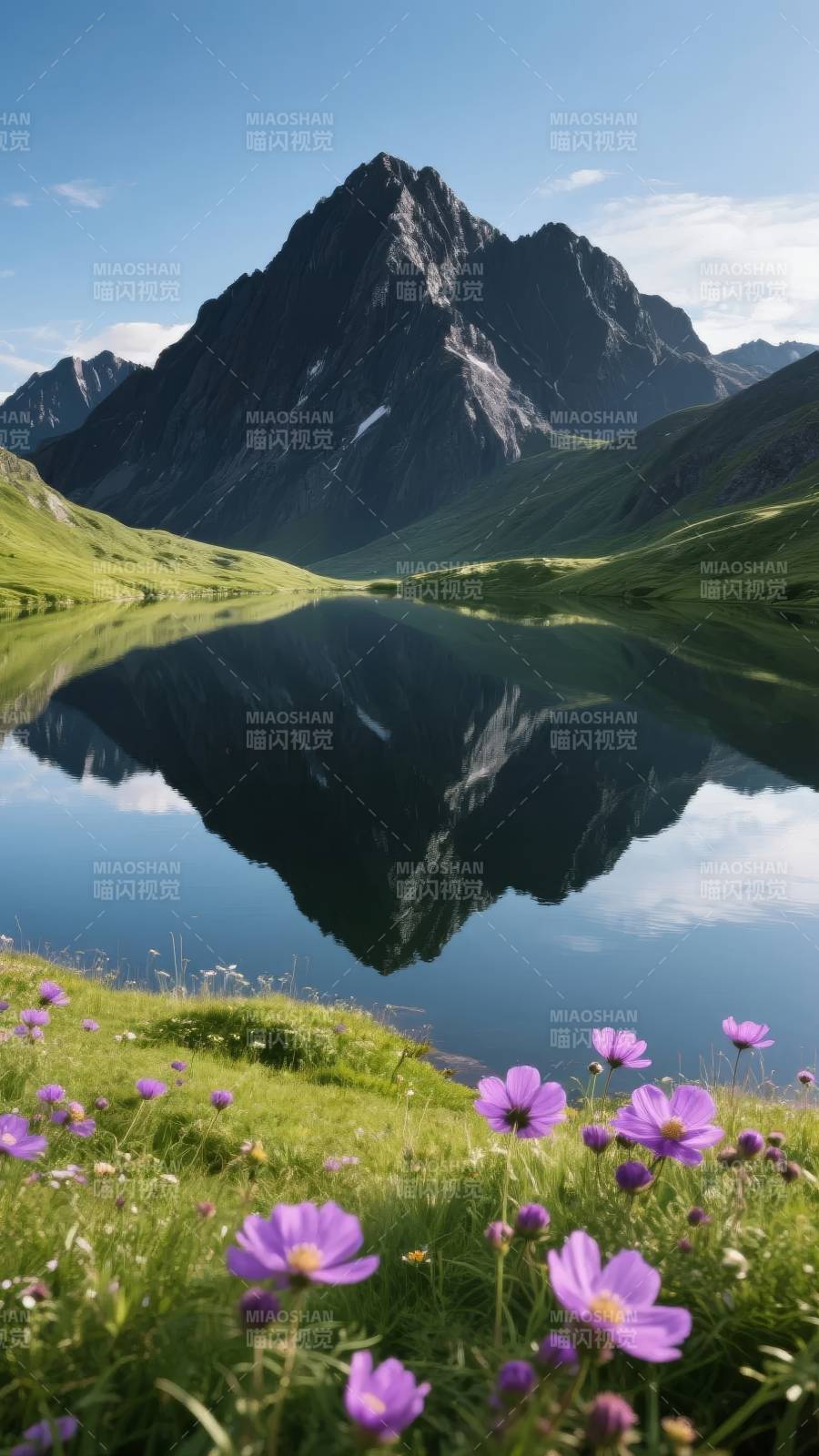 山湖镜影花自开图片